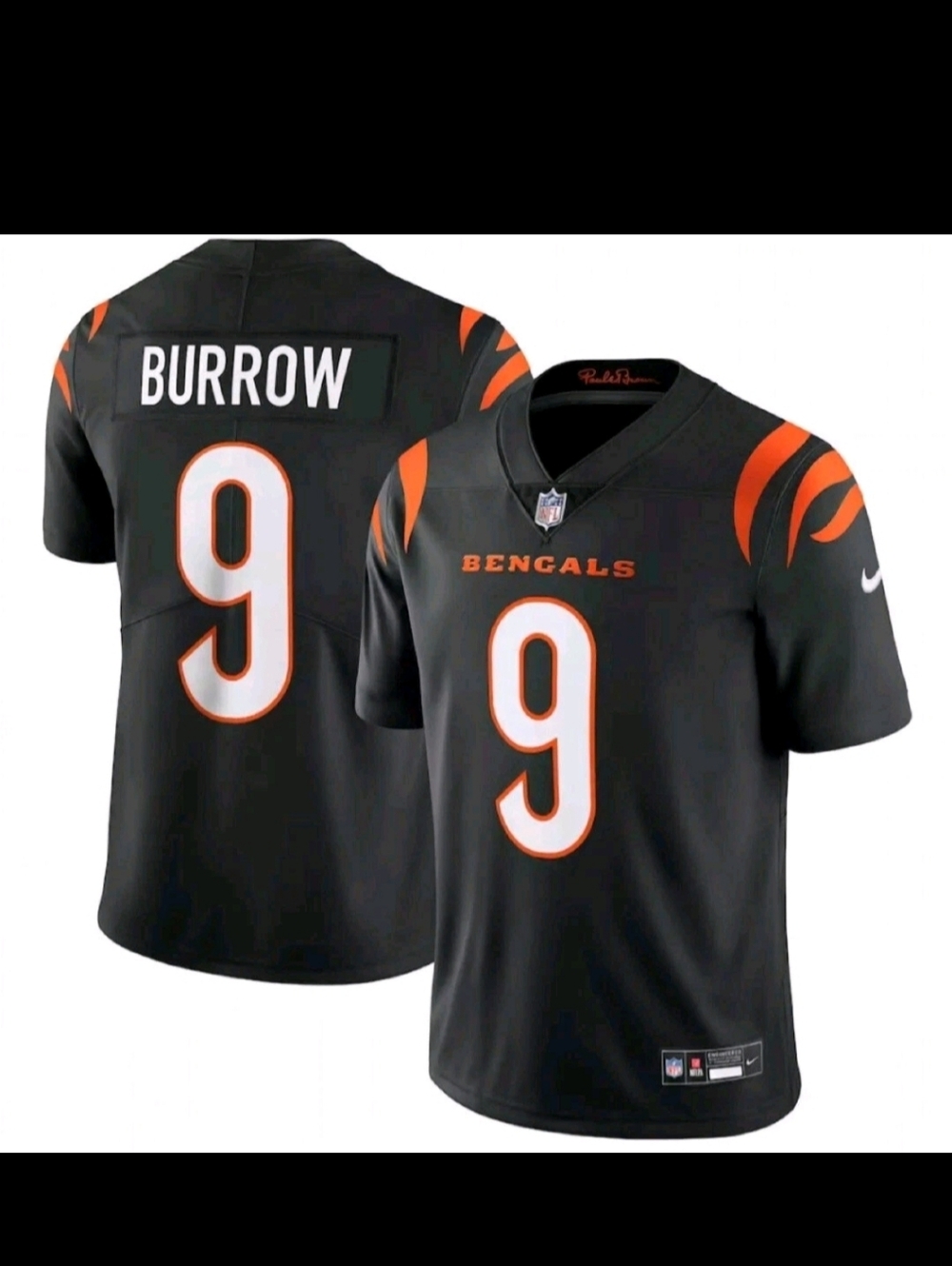 Cincinnati Bengals Joe Burrow Black/Orange Nike Game Day Jersey Men Size M-L NEW